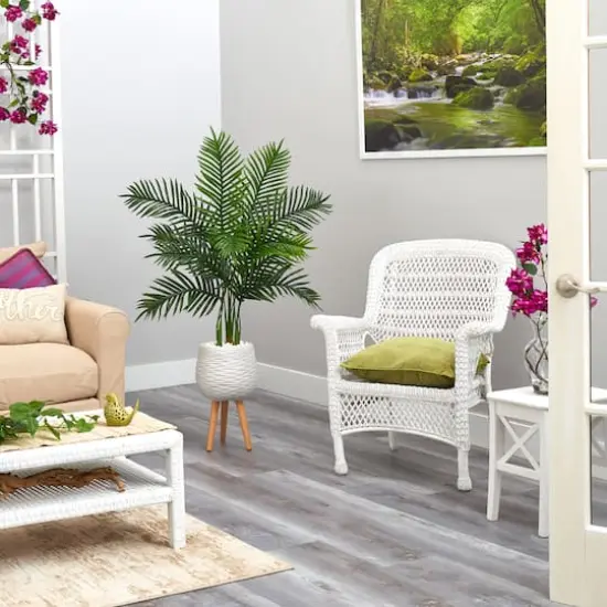 52" Areca Palm Tree in White Planter with Stand {5}