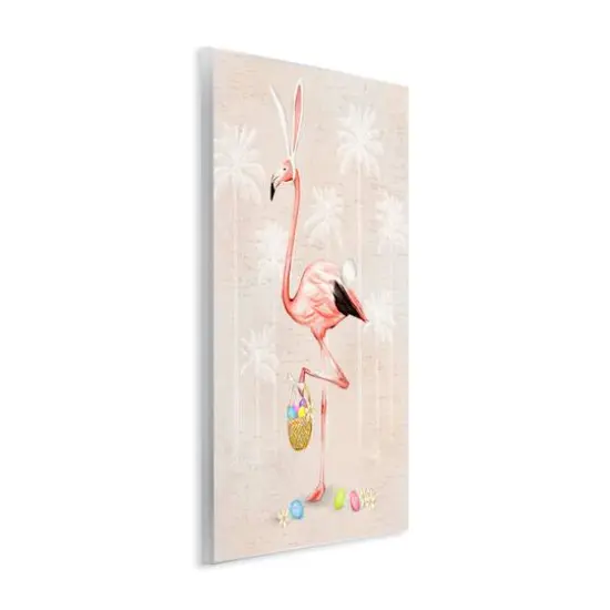 Stupell Industries Easter Flamingo Pink Bird Egg Hunt Basket Wall Plaque Art {4}