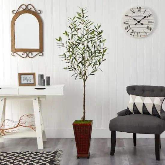 6ft. Olive Artificial Tree in Decorative Planter {4}