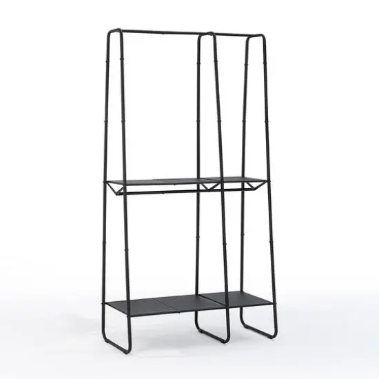 SunnyPoint Freestanding Clothes & Accessories Closet Rack Black {1}