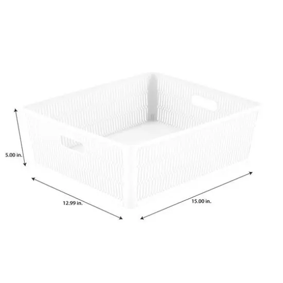 Simplify Slide 2 Stack It Shallow Tote Baskets, 2ct. White {8}