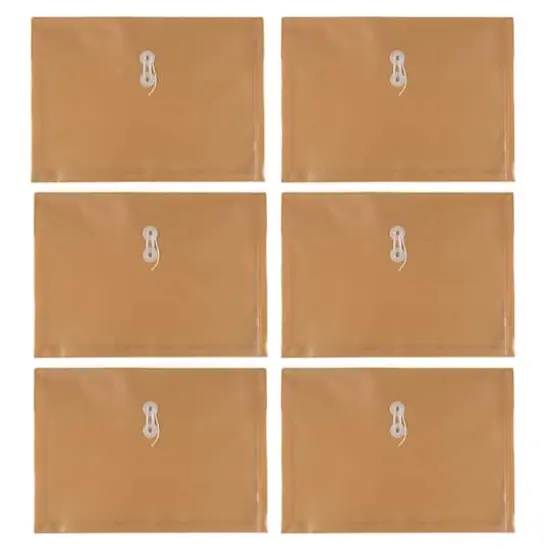 JAM Paper 9.75" x 14.5" Button & String Tie Closure Plastic Envelopes, 12ct. Gold {7}