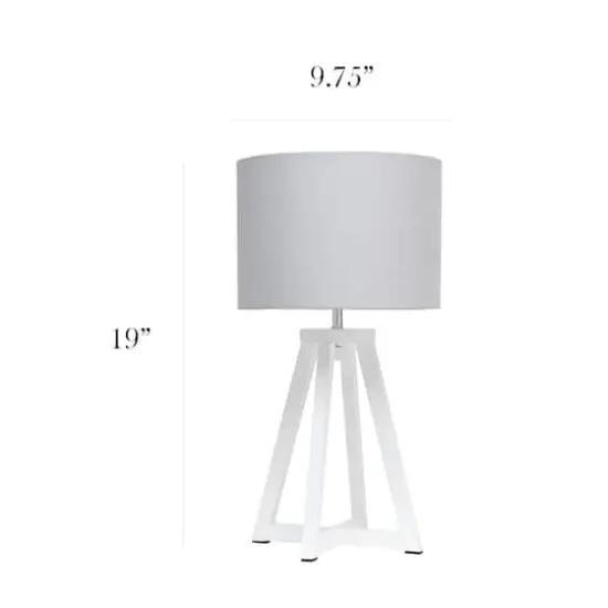 Simple Designs 19" Interlocked Triangular White Wood Table Lamp with Gray Shade White and Gray {4}