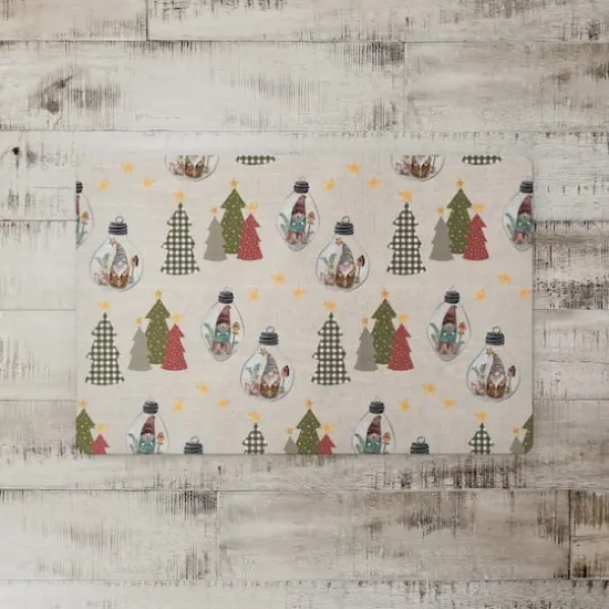 Cream Tree & Globe Pattern Floor Mat {3}