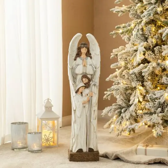 Glitzhome&reg; 30.5" Ivory Nativity Angel Porch D&eacute;cor {3}