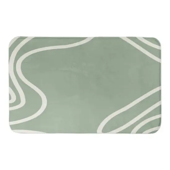 Green Curved Lines Bath Mat {1}
