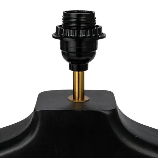 Hello Honey&reg; 2ft. Black & Natural Mango Wood Abstract Shaped Table Lamp with Cotton Shade & Inline Switch {5}