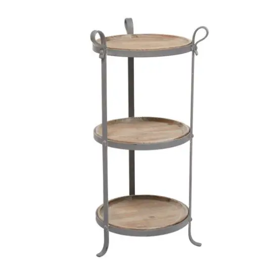 28" Gray Iron Industrial Accent Table {3}
