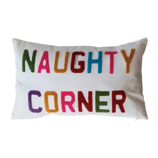 Hello Honey® 20" x 12" Naughty Corner Cotton Slub Lumbar Pillow with Tufting {1}