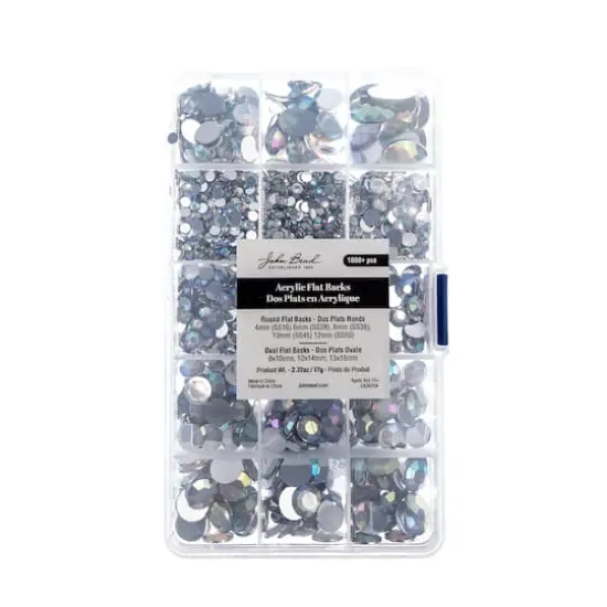 John Bead Round & Oval Acrylic Flatback Rhinestones in Box Crystal AB {5}