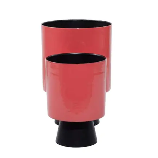 Red & Black Metal Modern Planter Set {4}