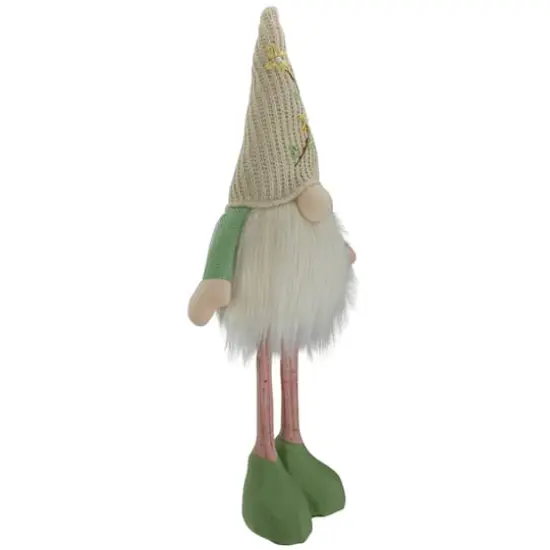 22" Lighted Green & Cream Standing Gnome with Knitted Hat Figure {5}