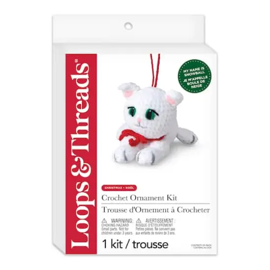 Intermediate White Cat Amigurumi Crochet Ornament Kit by Loops & Threads&reg; {4}