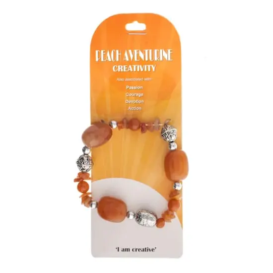 John Bead Peach Aventurine & Silver Filigree Bead Stretch Bracelet {5}