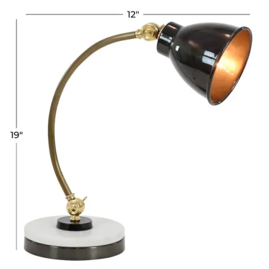 Black Metal Traditional Desk Lamp, 19" x 7" x 12" {7}