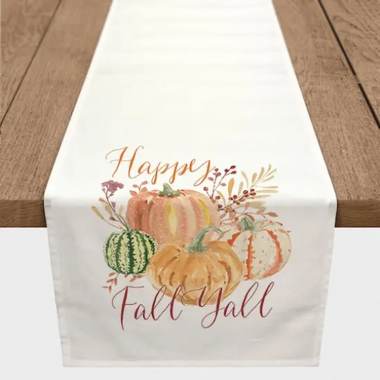 72" Watercolor Pumpkin Table Runner {4}
