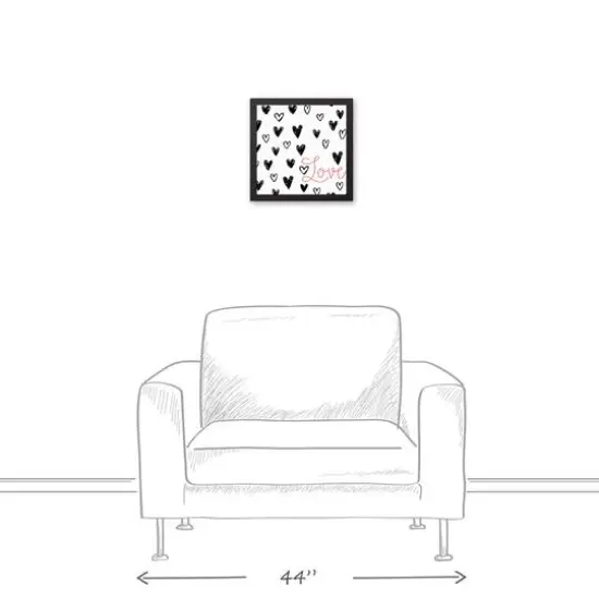 Simple Heart Pattern Love Black Framed Canvas Wall Art {5}
