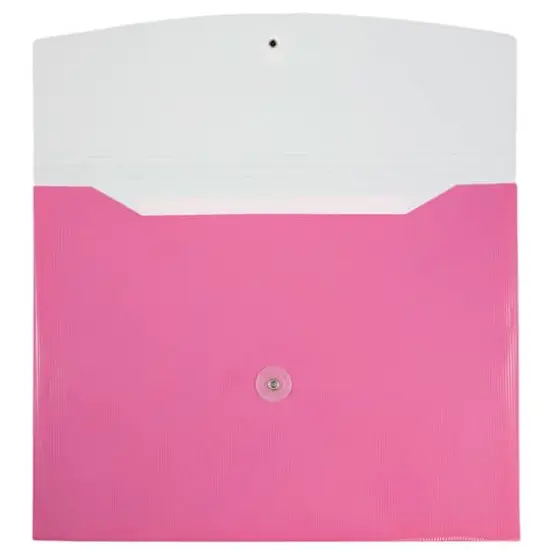 JAM Paper Letter Booklet Plastic Envelopes with Button & String Tie Closure, 12ct. Pink {5}