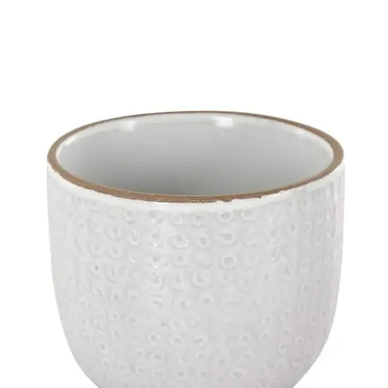 White Abstract Circle Pattern Ceramic Planter Set {5}