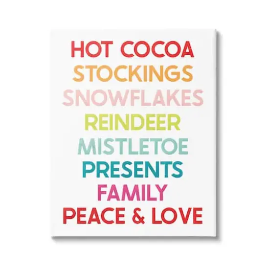 Stupell Industries Peace & Love Rainbow Christmas List Canvas Wall Art {1}