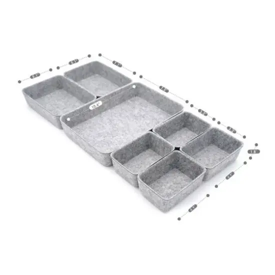 Welaxy Felt 7 Piece Drawer Organizer Tray Set Gray {6}