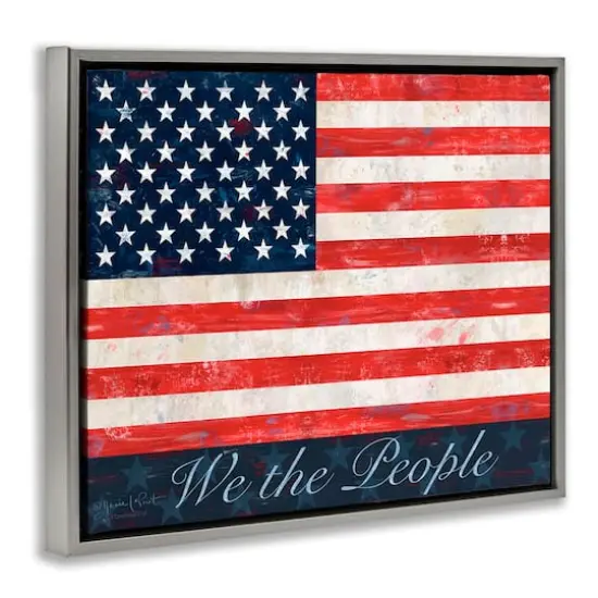 Stupell Industries We The People Flag Floater Framed Art Gray {4}