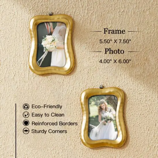 Glitzhome&reg; 4 Pack 4" x 6" Vintage Gold Resin Tabletop Picture Frames {8}