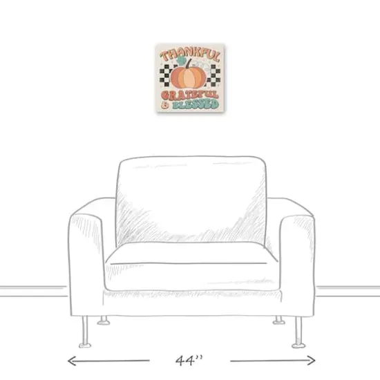 Thankful Grateful Blessed Check 12" x 12" Canvas Wall Art {4}