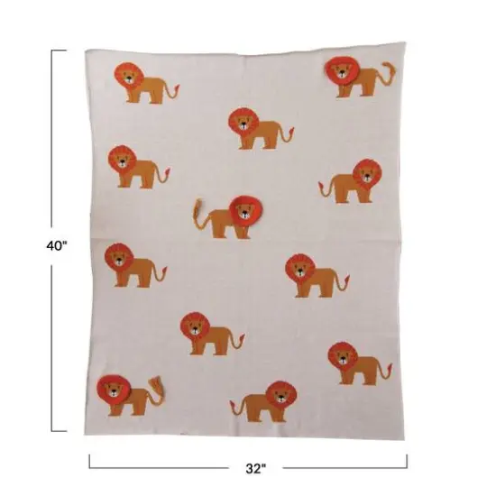 Hello Honey&reg; Lion Print Cotton Knit Baby Blanket {4}
