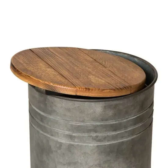 Glitzhome&reg; Farmhouse Metal & Wood Storage Seat Stool Set {4}