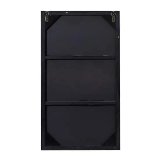 32" Black Contemporary Wood Wall Mirror {5}