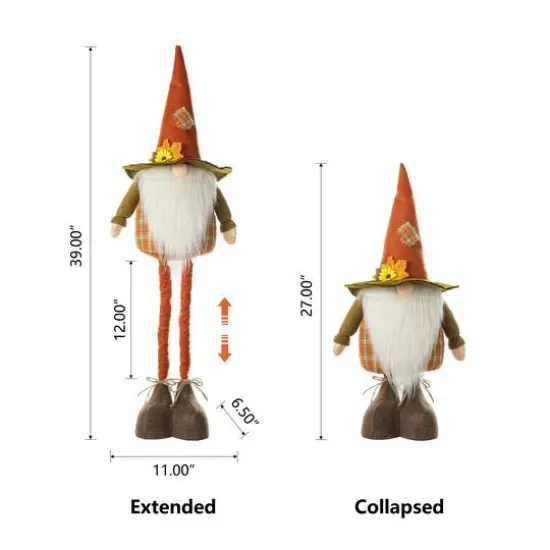 Glitzhome&reg; Telescoped Fabric Fall Gnome Standing D&eacute;cor {9}
