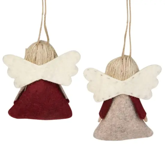 2ct. Gray & Red Felt Angel Ornaments {3}