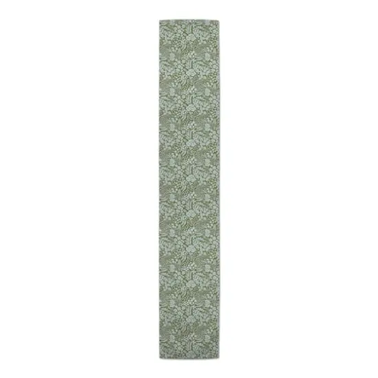 90" Dainty Floral Cotton Twill Table Runner Green {4}