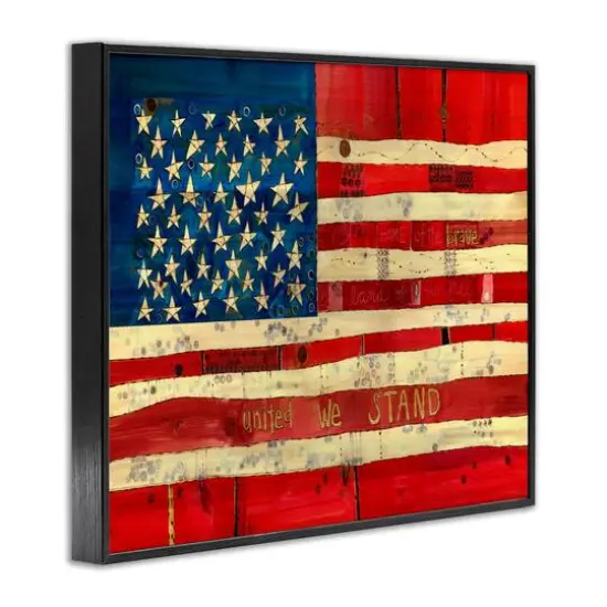 Stupell Industries United We Stand Independence Day Festive American Flag Framed Giclee Art Black {4}