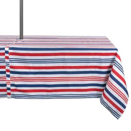 DII&reg; 84" Patriotic Stripe Outdoor Tablecloth with Zipper {1}