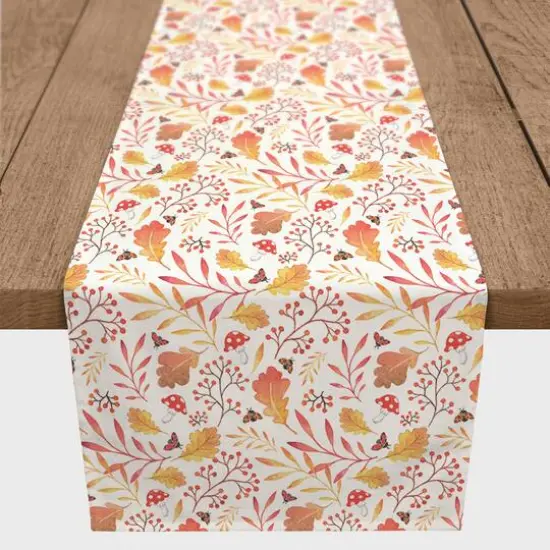 72" Watercolor Fall Leaves Poly Twill Table Runner {1}
