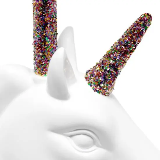 Simple Designs 15.5" Unicorn Table Lamp White/Rainbow Glitter {9}