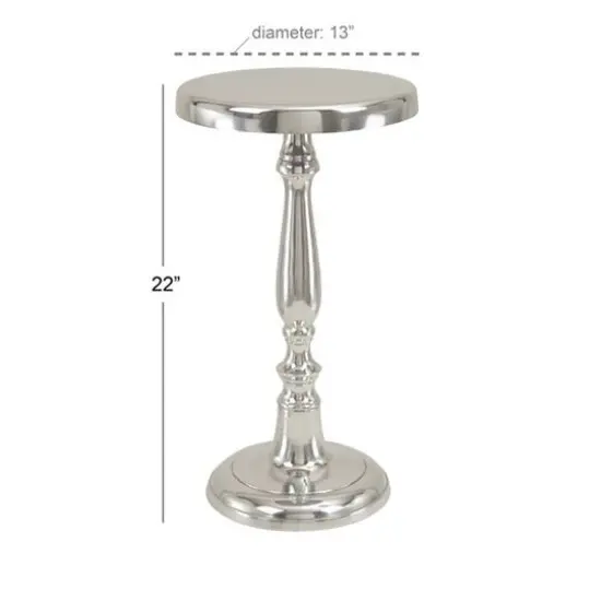 Silver Aluminum Traditional Accent Table {3}