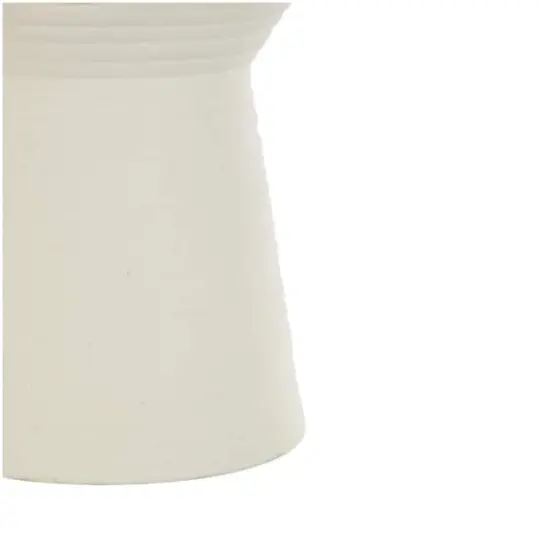 Ceramic Ribbed Cone Shaped Vase Set White {5}