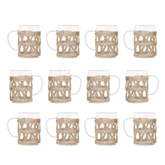 Hello Honey&reg; 10oz. Clear Glass Mugs with Natural Woven Sleeves, 12ct. {1}