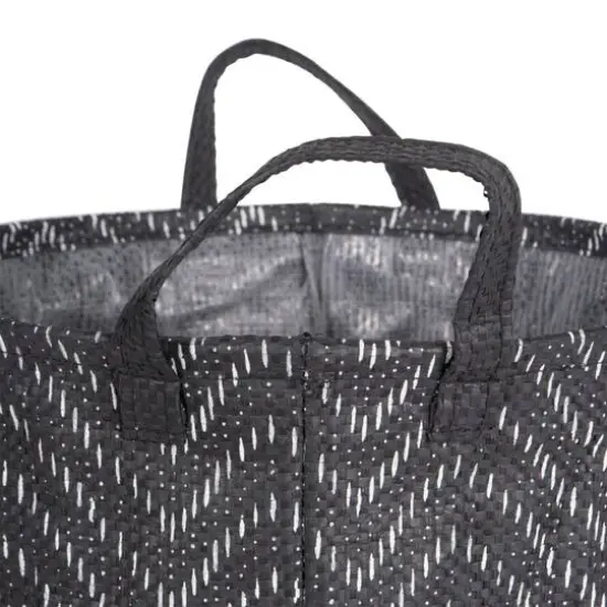 DII&reg; Small Round Black & White Tribal Chevron PE-Coated Woven Paper Laundry Bin, 2ct. {3}
