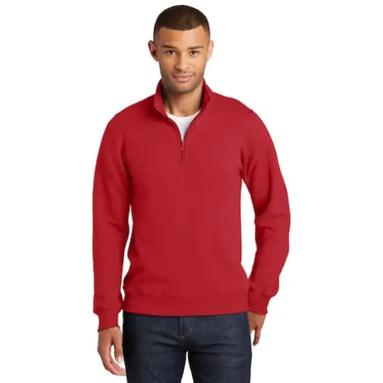 Port & Company® Fan Favorite™ Fleece 1/4 Zip Pullover Adult Sweatshirt Bright Red {4}