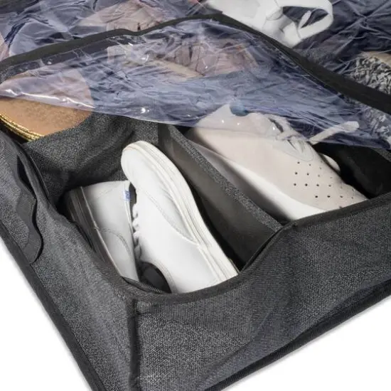 DII&reg; 23" Black Linen 8-Shoe Pair Soft Storage Bag {5}