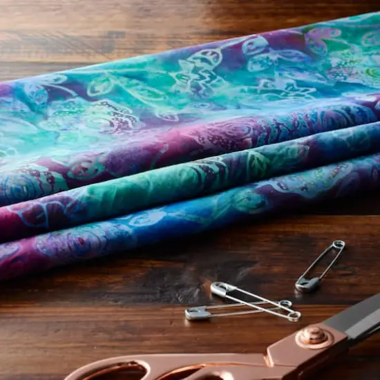 Feldman Batik Royal Raspberry Stamp Rose Cotton Fabric {3}