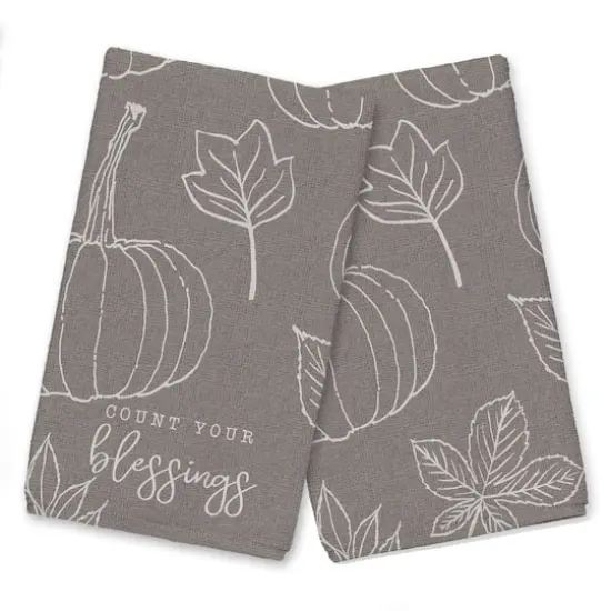 Count Your Blessings Gray Pumpkin Tea Towel Set {1}