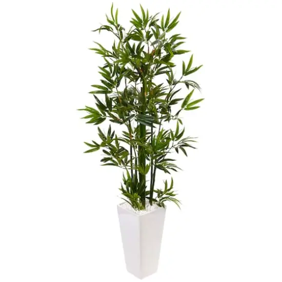 4.5ft. Artificial Bamboo Tree in White Tower Planter {1}