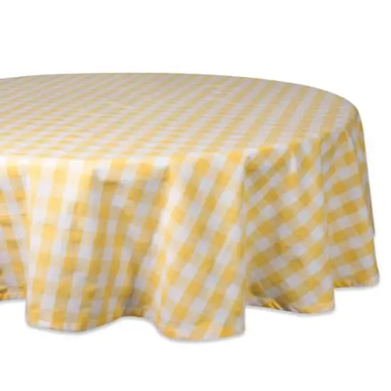 DII&reg; 70" Round Yellow & White Checkers Tablecloth {1}