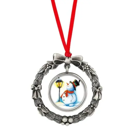 JFK Half Dollar Wreath Ornament With Colorized Snowman Coin {1}