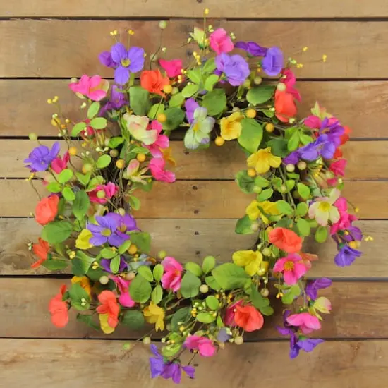 20" Bright Spring Floral Wreath {4}